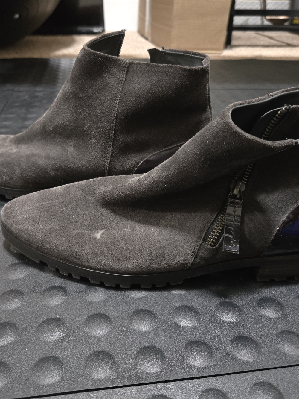 Paul Green Black Suede Ankle Booties with Gloss Back Panel - Picture 7 of 7